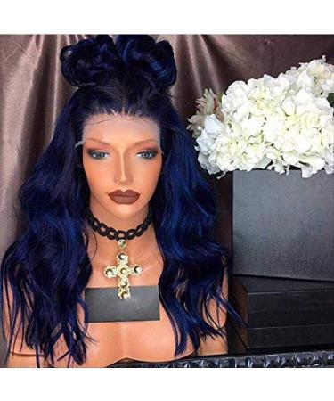 BGHJUE Wig Female Gradient Blue Front Lace Wig Long Curly Hair Wigs