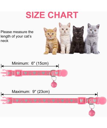 Joytale Reflective Breakaway Cat Collars with Bell - 2 Pack Kitten Pink | Adjustable Sizes 6-9 & 9-13 for Boy and Girl Cats - Buy Online on SooperMarket.com