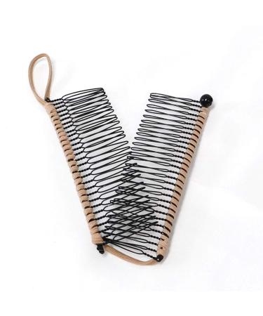 GETAGOTA 2-Piece Adjustable Banana Hair Clip Comb Set for Women - Double Combs Hair Accessory for Styling Thick Curly Hair - Brown and Beige - Buy Online on SooperMarket.com