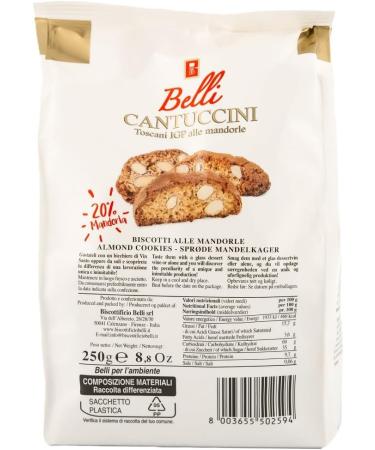 Belli - Almond Cantuccini Biscotti (250g Pack of 2) | Gourmet Artisan Biscuits From Tuscany - Buy Online on SooperMarket.com