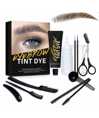 Reddhoon Eyebrow Tint Dye Kit Long Lasting Brow Dye Cream for Eyebrow Tinting Semi Permanent Eyebrow Dye Kit with Brush Makeup Tools for Professional and Beginner 02# Maroon