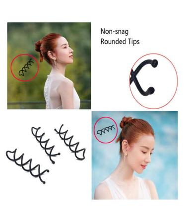 30pcs Black Spiral Bobby Hair Pins with Non-Scratch Round Tips - Buy Online on SooperMarket.com