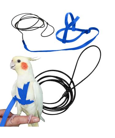 Newsmy Bird Harness Adjustable Feather Tether Parrot Harness Leash Outdoor Training Carrier for Budgerigar Lovebird Cockatiel Mynah Cockatoo Parakeet Macaw (Blue S)