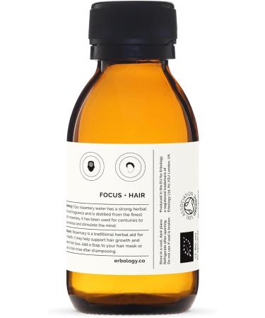 Erbology Organic Rosemary Water 100ml - Premium Food Grade Hydrolate of Rosemary - Healthy Hair - Small Batch - Sustainably Sourced Straight from Farm in Provence France - Buy Online on SooperMarket.com