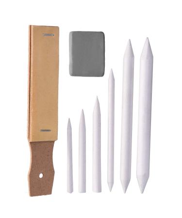 Onwon Paper Blending Stumps and Tortillions Sandpaper Pencil Sharpener Pointer Art Blenders with Kneaded Eraser for Student Sketch Drawing Tools