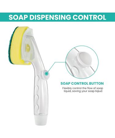 Non-Scratch Dishwand Refills: 6-Pack Heavy Duty Sponge Heads with Soap Dispenser - Dishwasher Safe Cleaning Tool Kit - Buy Online on SooperMarket.com