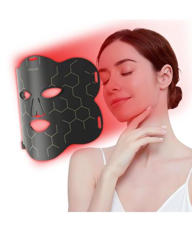 Hottoerak Red Light Mask 660nm & 850nm Near-Infrared LED Face Light with 3-in-1 Chip Professional Red Light Therapy for Face at Home and Travel Ash