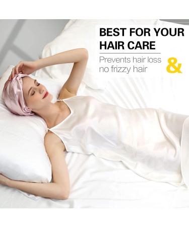 Zimasilk 22 Momme 100% Mulberry Silk Sleeping Hood for Women - Natural Hair Care Elastic Stay-On Design Classic Pleated - Gray-Brown - Buy Online on SooperMarket.com
