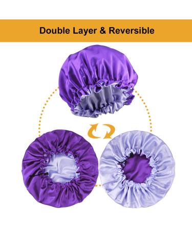 5pcs Double Layer Reversible Satin Bonnet for Black Women - Large Drawstring Silk Hair Cap for Curly Hair and Braids - Buy Online on SooperMarket.com