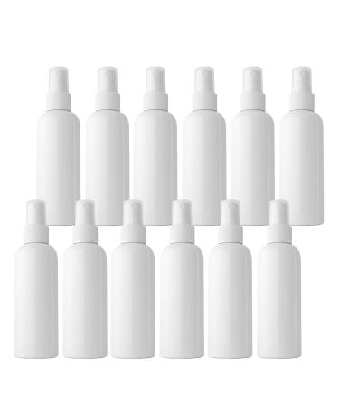 TIANZD 12 Pieces Empty 100 ml White PET Plastic Fine Mist Pump Spray Bottles with White Top Portable Sprayer for Perfume Water Cosmetic Travel Containers Refillable 2x Funnel