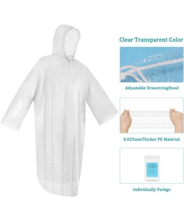 Saiweynee Transparent Disposable Rain Ponchos for Adults - Pack of 5 | Waterproof Emergency Gear for Outdoor Activities and Theme Park Visits - Buy Online on SooperMarket.com