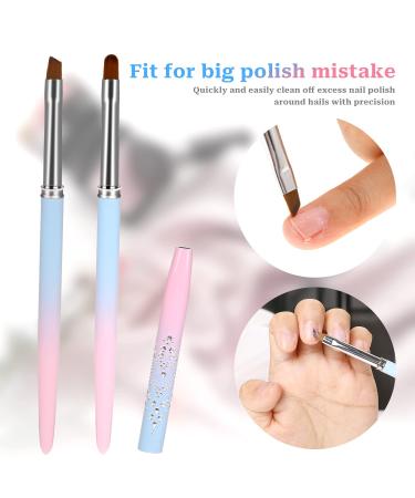 Sliverdew Nail Art Clean Up Brush Set - 2Pcs Round&Angled Professional Brushes for Nail Art Design and Fingernail Cleaning - Buy Online on SooperMarket.com