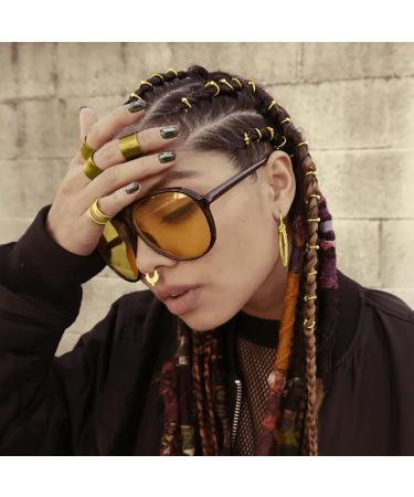 Gold African Deadlock Beads Jewelry Metal Loc Cuff Rings - Pack of 40 | Black Women's Cornrows Braid Hair Jewels - Buy Online on SooperMarket.com