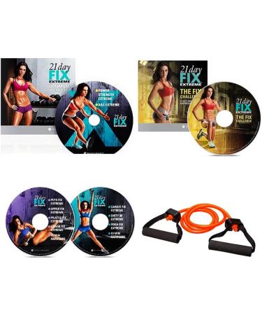 21 Day Fixs Extreme 4 DVD Workout Program Set Fix Challenge Introductory Workout Elastic Band and Eating Nutrition Plan - Buy Online on SooperMarket.com