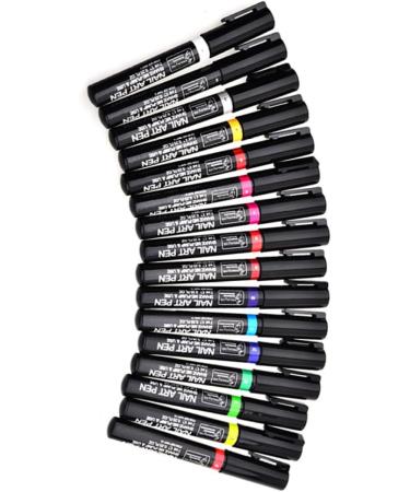 16PCS Nail Art Pen Painting Kit Drawing Dotting Nail Polish Pen 3d Nail Design Beauty Tools For Uv Gel Polish Assorted Colour - Buy Online on SooperMarket.com