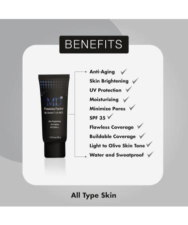 MD Flawless Factor BB Cream SPF 35 | Skin Brightening & Anti-Aging Tinted Moisturizer | 1.76 Fl Oz - Buy Online on SooperMarket.com