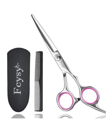 Hairdressing Scissors for Hair Cutting Fcysy Professional Hair Cutting Scissor Hair Dressing Scissors with Comb Barber Scissors Hair Shears Beard Scissors Haircut Hairdresser Scissors for Women Men Pink Hairdressing Scissors