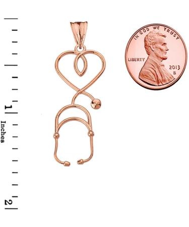 Fine 10k Rose Gold Heart-Shaped Stethoscope Pendant | Unique Medical Jewelry for Healthcare Professionals - Buy Online on SooperMarket.com