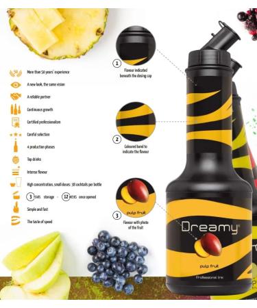 DREAMY Grenadine Pulp (95cl) - Perfect for Cocktails, Mocktails, Smoothies & Milkshakes - 950ml Pack - Buy Online on SooperMarket.com