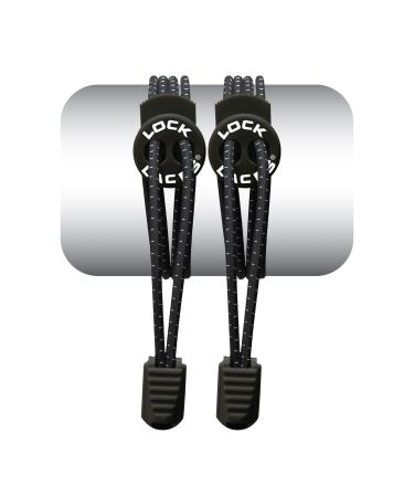 LOCK LACES - Elastic No Tie Shoelaces, One Size Fits All 48-Inch Black