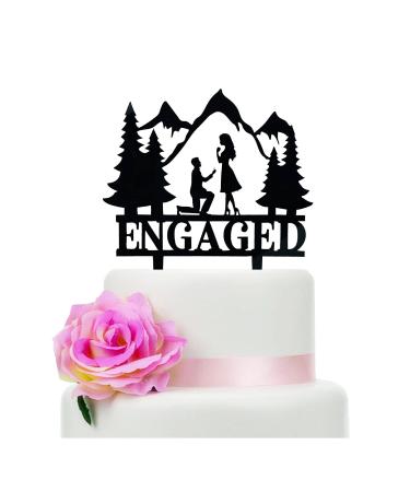 Mountain Engagement Cake Topper Man Proposes To Woman Cake Topper Cake Decorations for Engagement/Bridal Shower/Wedding/Proposal Party