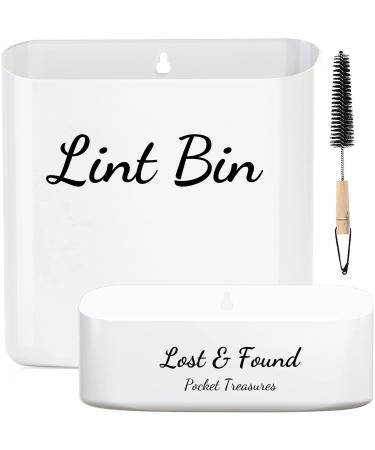 Magnetic Lint Bin for Laundry Room Decor - Waste Lint Box - Lint Holder for Mounting on Dryer - Lint Holder Bins for Organzation 3 Piece White