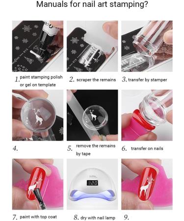 Silicone Nail Stamper French Tip with Scraper for Nails Manicure Tools Stamp Polish Stencil Template for Manicure Tools Nail Art Template Seal Stamper Scraper - Buy Online on SooperMarket.com