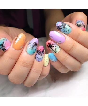 MiaoWu 6pcs Tropical Style Palm Summer Tree 3D Nail Stickers - Coconut Tree Nail Art Decals for DIY Manicure - Buy Online on SooperMarket.com