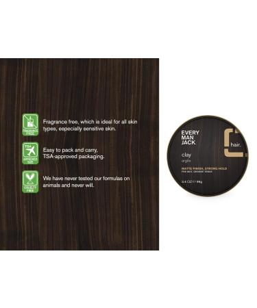 Every Man Jack Hair Styling Clay - Medium Hold, Matte Finish, Fragrance-Free, 3.4 oz - Non-Greasy, All Hair Types - Buy Online on SooperMarket.com