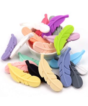 Weekjoey 20Pcs Feather Silicone Beads Jewelry Making DIY Bracelet Necklace Pendant - Soft Colorful Loose Beads in 20 Colors for Handmade Supplies - Buy Online on SooperMarket.com