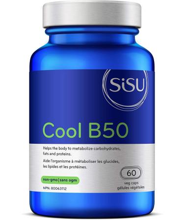 Sisu Cool B50 60 Vegetable Caps - Complete B Complex with Biotin Choline and Inositol - Metabolism and Energy Support - Vegan Non-GMO Soy Gluten & Dairy Free - 60 Servings