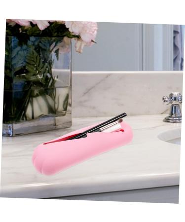 Angoily Silicone Makeup Brush Organizer Bag - Pink Cosmetic Brush Holder & Storage - Small Makeup Bags (20.5x6.5cm) for International Shipping - Buy Online on SooperMarket.com