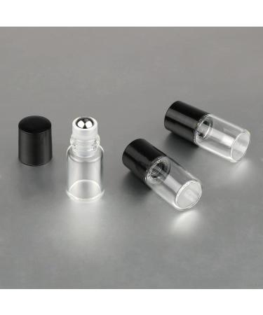 25 Pcs Clear Glass Mini Roll On Bottles - Empty 2ml Roller Ball Bottles for Essential Oils, Perfume, Lip Balm - Cosmetic Sample Vials with Black Cap - Buy Online on SooperMarket.com