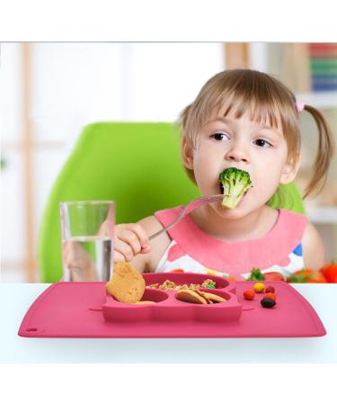 Silicone Divided Toddler Plates - Non Slip Suction Plates for Babies & Kids - BPA Free FDA Approved - 7owl-red - Buy Online on SooperMarket.com
