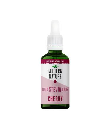 Modern Nature Cherry Flavour Drops - Liquid Stevia Drops Sweetner - Zero Calorie Sugar Free Squash & Syrup Alternative Flavoured Water Protein Powder Yoghurt Iced Tea - Vegan Keto Sweetner 50ml 50 ml (Pack of 1)