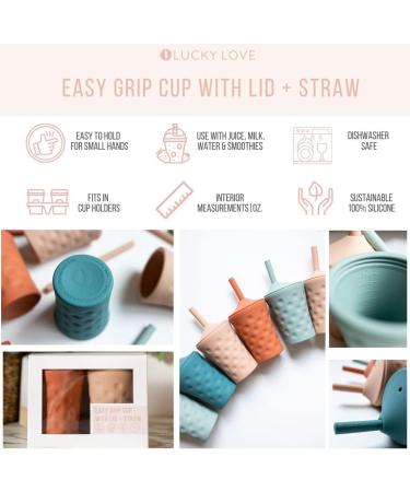 Lucky Love Silicone Sippy Cup with Straw | Easy Grip Baby & Toddler Cups 6-12 Months+ | Spill Proof & BPA Free (2 Pack - Blue & Green) - Buy Online on SooperMarket.com