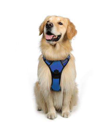 Rabbitgoo dog harness medium -sized dogs anti train crockery dog with control no pull adjustable dog dishes large dogs breathable reflex stripes breast harness dog safe guide blue l l (1 Pack) blue