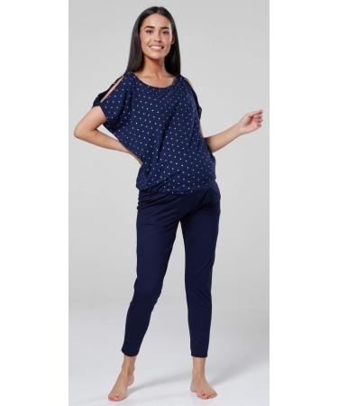 HAPPY MAMA Maternity Breastfeeding Lounge Set 1024p 10 Navy With Stars - Buy Online on SooperMarket.com