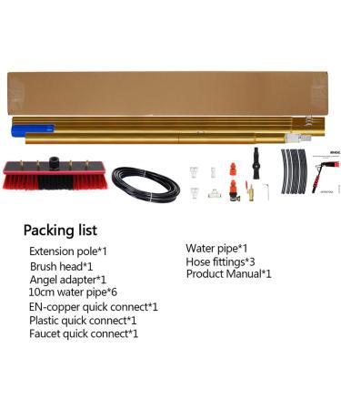 Water Fed Pole Kit Water Fed Brush Water Fed Pole Kit Window Cleaning Pole Water/Hose Fed Pole Window Cleaning Brush Equipment 55cm Brush Head 5M/17FT - Buy Online on SooperMarket.com