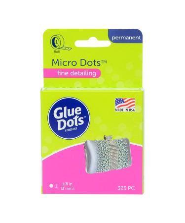 Glue Dots Double-Sided Permanent Micro Dots, 1/8'', Clear, Roll of 325 Micro Dots Roll