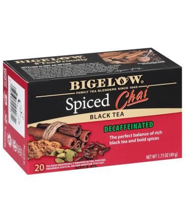 Bigelow Decaffeinated Spiced Chai Black Tea, 20 Count (Pack of 6), 120 Total Tea Bags