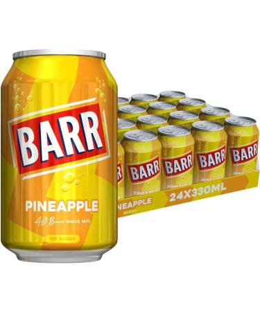 BARR Fizzy Drink Cans No Sugar 24 x 330 ML UK - 24 pack (24x Pineapple No Sugar) Pineapple No Sugar 24x