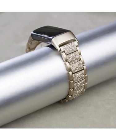 Mtozon Bling Bands for Fitbit Charge 5 - Dressy Metal Bracelet with Luxurious Rhinestones - Women's Soft Gold Wristband Replacement - Buy Online on SooperMarket.com