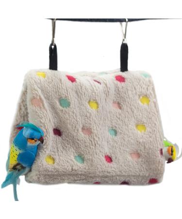 LeerKing Bird Hut for Cage 3 Sizes, Hanging Bird Hammock Bed Nest Plush House Snuggle Tent for Conure, Lovebird, Parrot, Parakeets, Cockatiels, Cockatoo, Quaker Medium Polka Dot