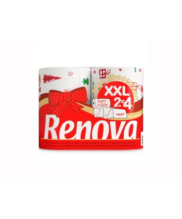 Kitchen paper 2 -layer - printed - 2 rolls - kitchen roll - paper roller - all -purpose towels - Renova max absorption XXL - corresponds to 4 standard rollers (Christmas) 2 pieces (1 Pack) Christmas