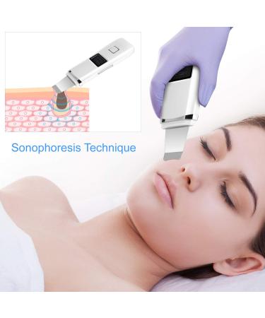 Skin Scrubber Face Spatula Exfoliator & Blackhead Remover with 5 Modes LED Display - Facial Pore Cleaner & Comedones Extractor for Deep Cleansing - Buy Online on SooperMarket.com