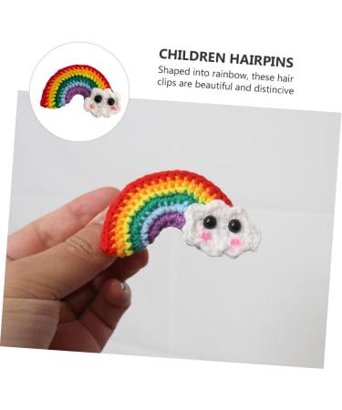ABOOFAN 2 Pairs Rainbow Barrettes Snap Side Clamp Snap Hair Clip Colorful Hair Clips Rainbow Eardrop Props Kid Crafts Supplies Cotton Rainbow Pendant Girl Cartoon Alloy Flower Hairpin - Buy Online on SooperMarket.com
