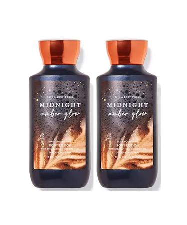 Bath & Body Works and Midnight Amber Glow Super Smooth Lotion Sets Gift For Women 8 Oz -2 Pack (Midnight Amber Glow)