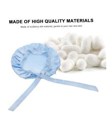 Silk Adjustable Hair Tie Bonnet for Sleeping - Blue | Healeved 1pc Soft Silk Hair Wrap Shower Cap for Night Sleep Care - Buy Online on SooperMarket.com