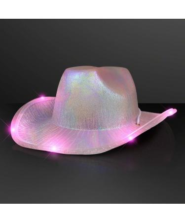 Light Up Iridescent Pink Space Cowgirl Hat with Pink LEDs - Buy Online on SooperMarket.com